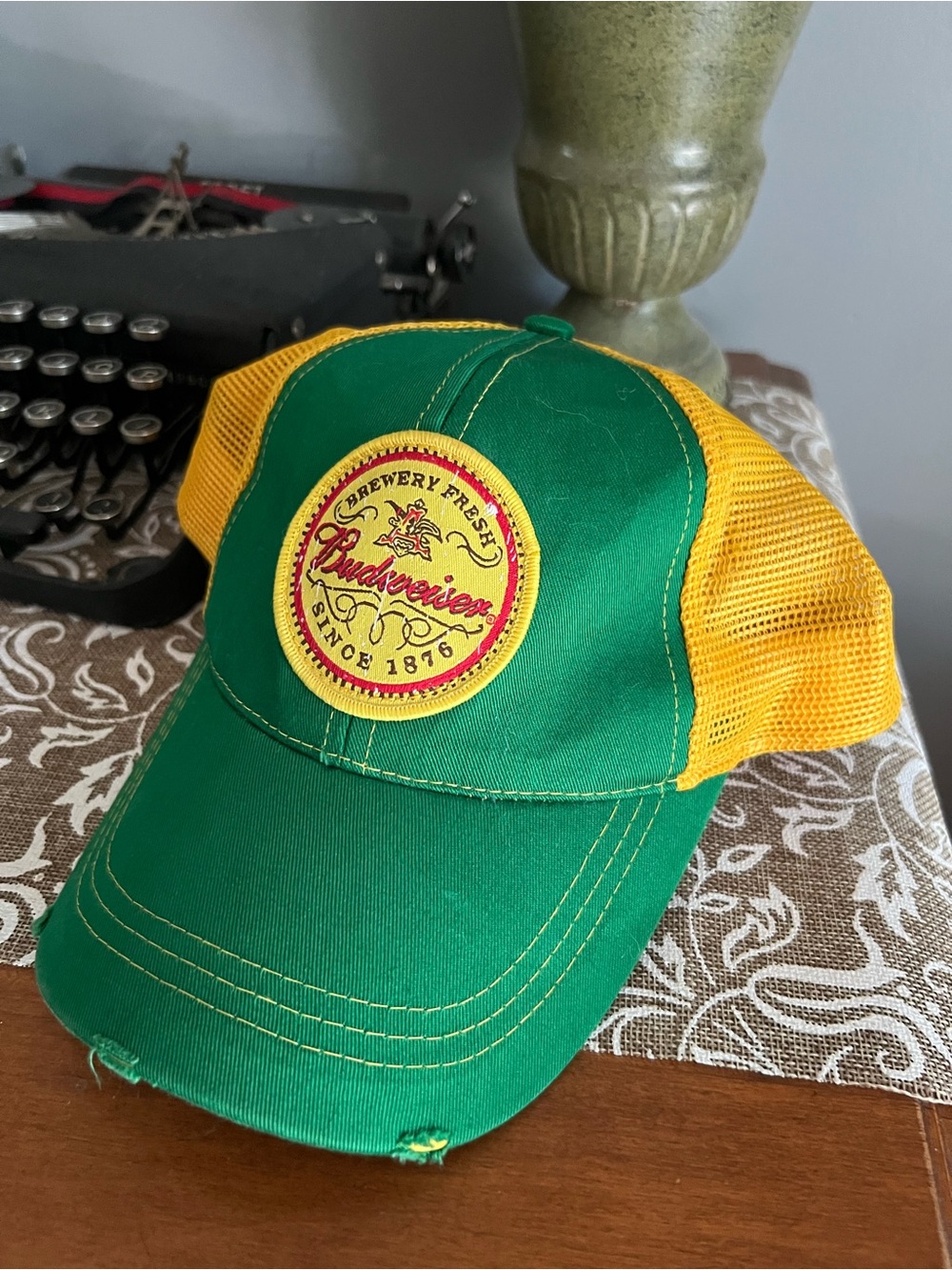 Budweiser Green & Yellow Patch Trucker Hat